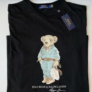 Ralph Lauren Polo Bear Men`s T-Shirt 2XL Black Cotton Short Sleeve Crew Neck New